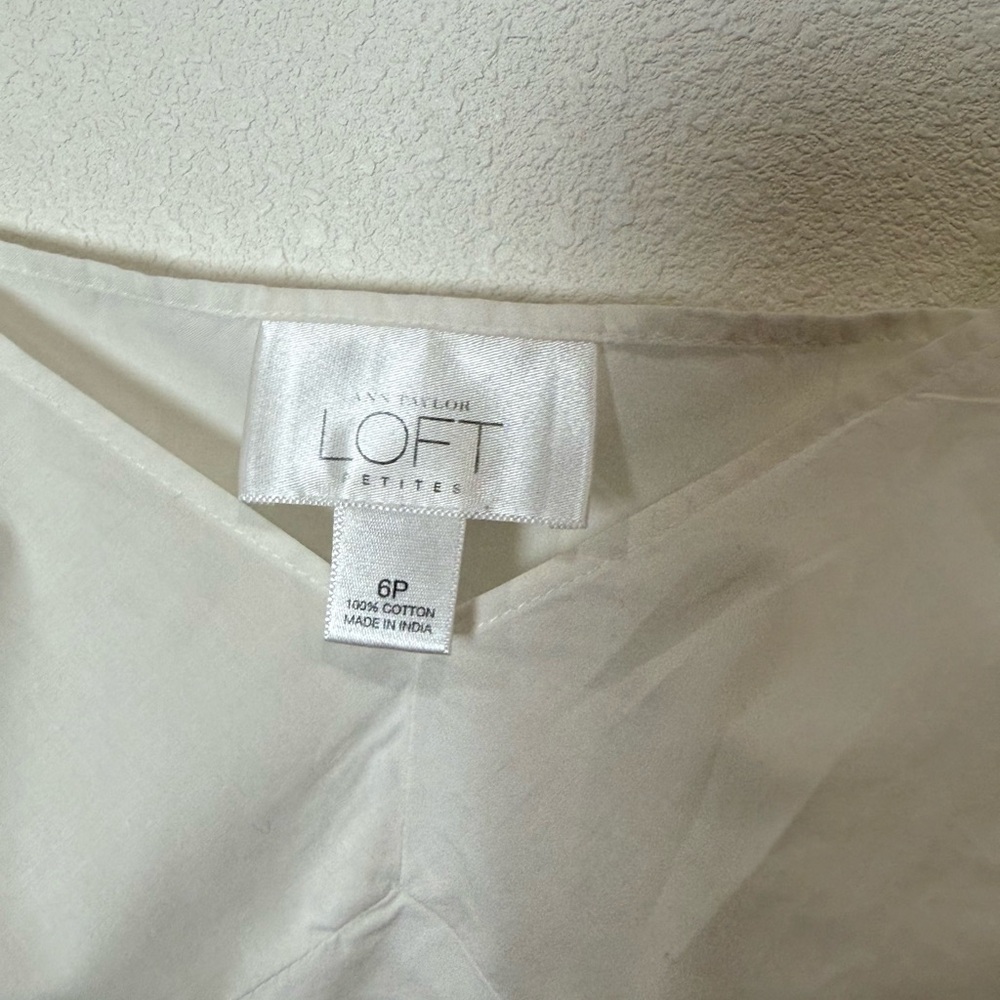 LOFT Petite White Eyelet Tank Top 100% Cotton Cottagecore Summer Size 6P - Picture 6 of 9